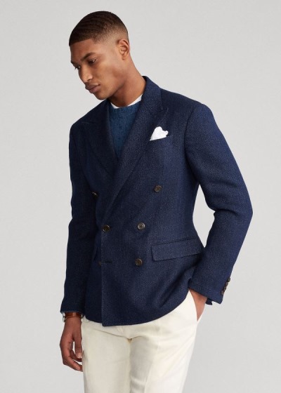 Blazer Polo Ralph Lauren Hombre Azul Marino / Azules - Soft Herringbone - UVTJP1740